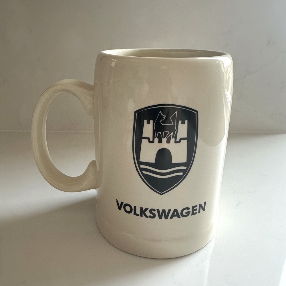 Volkswagen Wolfsburg Cream Ceramic Logo Mug